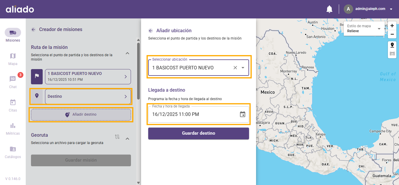 Puntos de destino